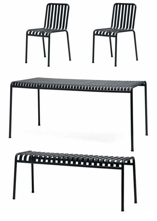 1 Palissade Bord, 2 Palissade Chair og 1 Palissade Bench