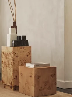 Burl Cube Side Table - Natural