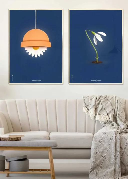 Classic Flowerpot Poster - Dark Blue
