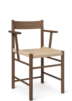 F Dining Chair with armrests and naturel paper cord