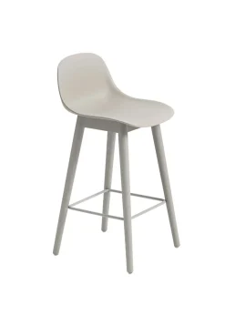Fiber Bar Stool w/ Backrest - Wood Base
