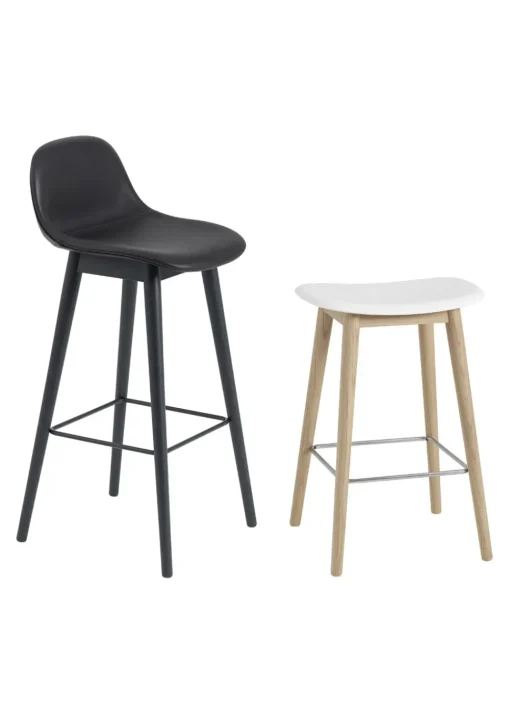 Fiber Bar Stool w/ Backrest - Wood Base