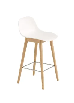 Fiber Bar Stool w/ Backrest - Wood Base