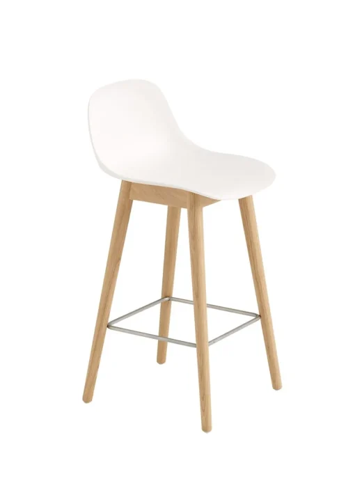 Fiber Bar Stool w/ Backrest - Wood Base