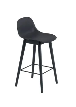 Fiber Bar Stool w/ Backrest - Wood Base