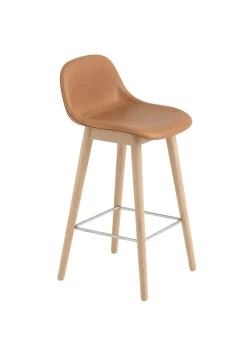Fiber Bar Stool w/ Backrest - Wood Base