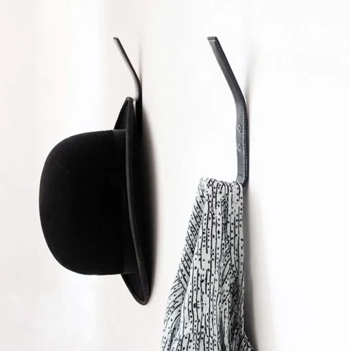 Leather coat hook