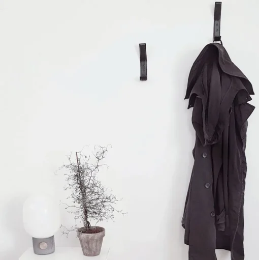 Leather coat hook