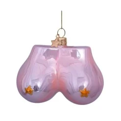 Ornament Glass Mid Pink Opal Boobs w. Stars