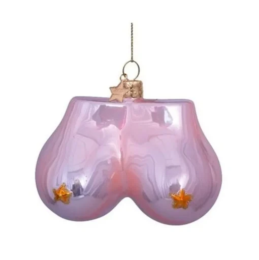 Ornament Glass Mid Pink Opal Boobs w. Stars