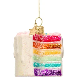 Ornament Glass Multi Rainbow Cake