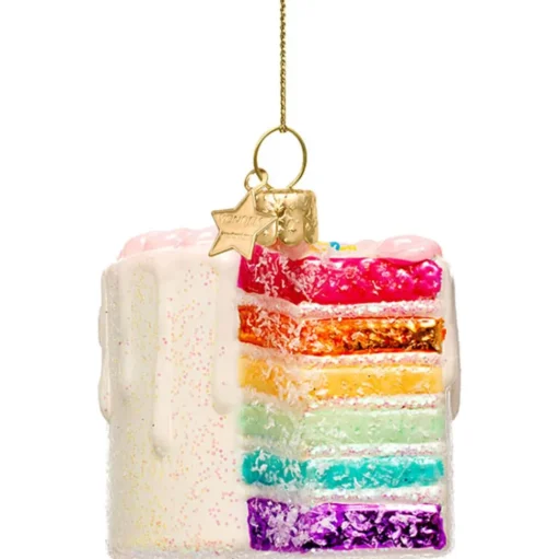 Ornament Glass Multi Rainbow Cake