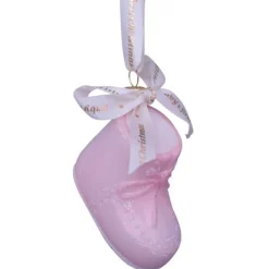 Ornament Glass Pink Baby's First Christmas Shoe