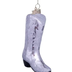 Ornament Glass Silver Cowboy Boot