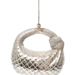 Ornament Glass Silver Handbag w. Knot