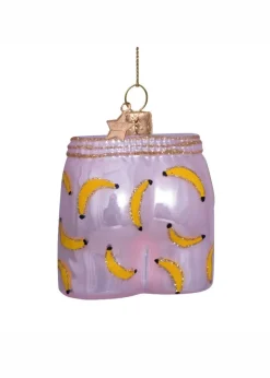 Ornament glass soft pink boxer shorts w/bananas