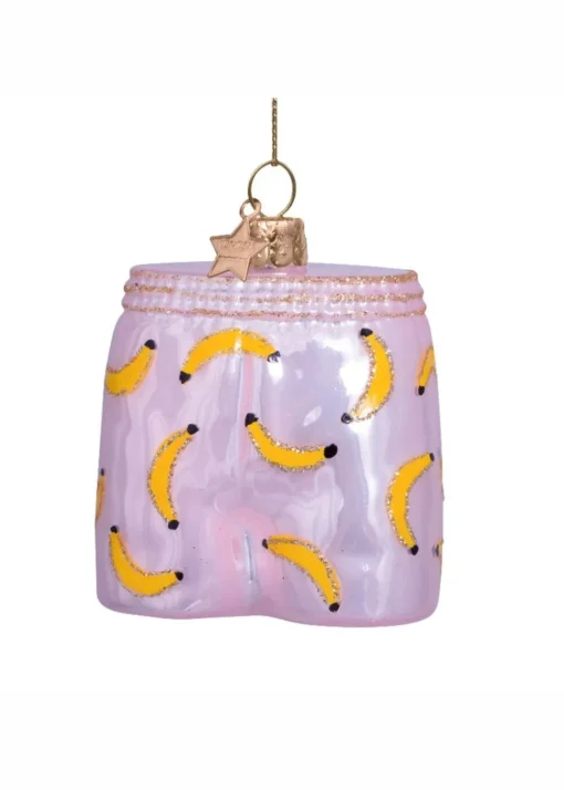 Ornament glass soft pink boxer shorts w/bananas