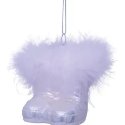 Ornament Glass White Fashion Ski Boots w. Fur
