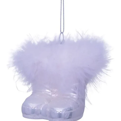 Ornament Glass White Fashion Ski Boots w. Fur