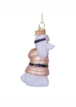 Ornament glass white poodle w/beige t-shirt