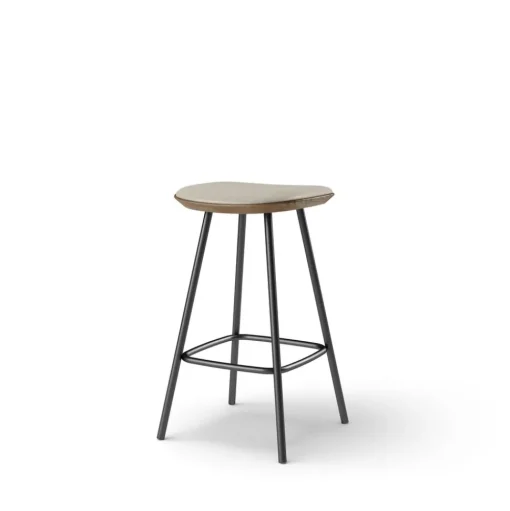 Pauline bar stool 65 cm with black metal frame - Oak Smoked Oiled