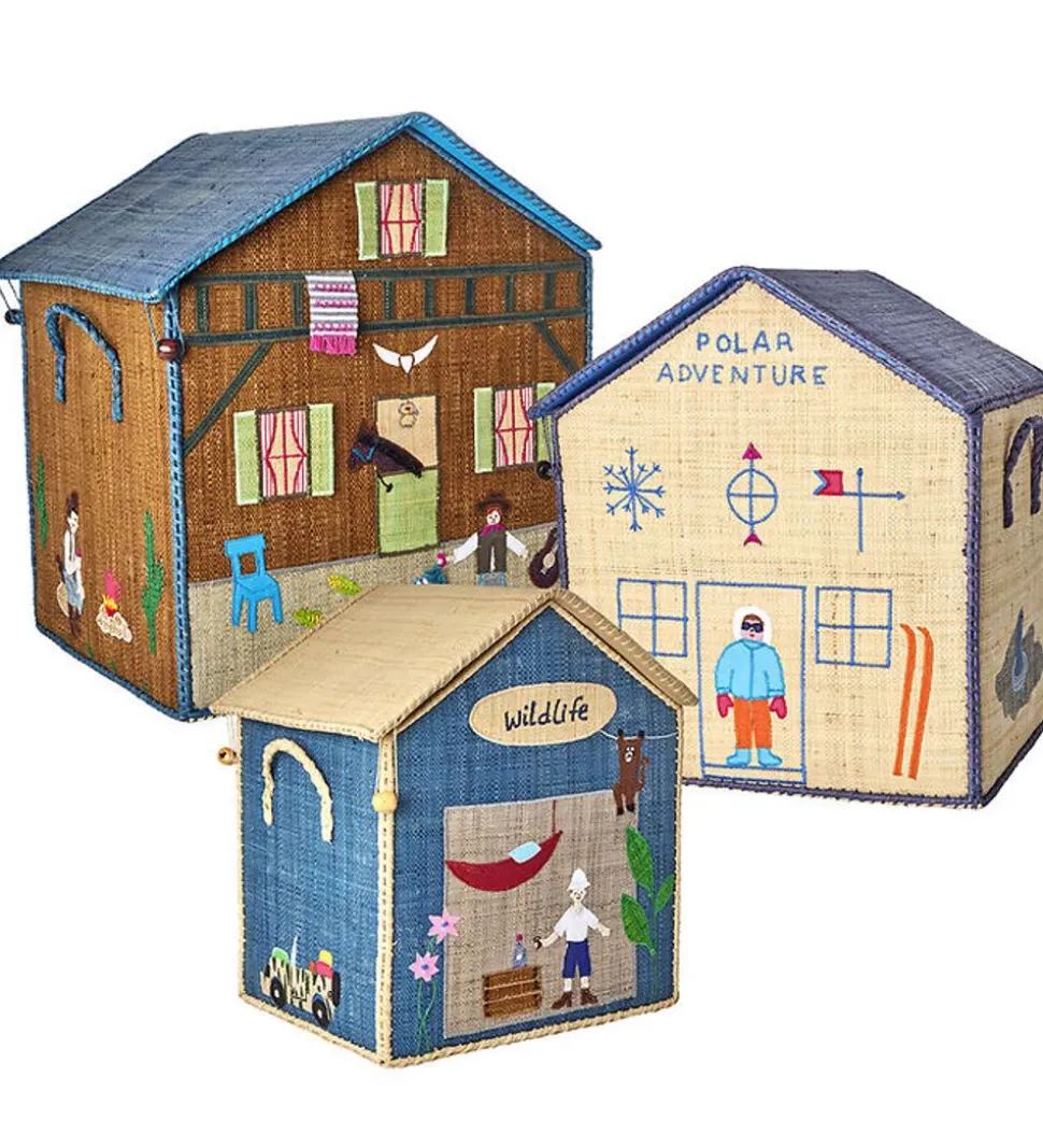 Raffia Toy Baskets - Set Of 3