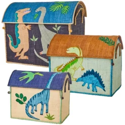 Raffia Toy Baskets - Set Of 3