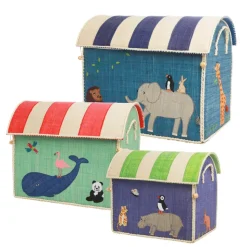Raffia Toy Baskets - Set Of 3