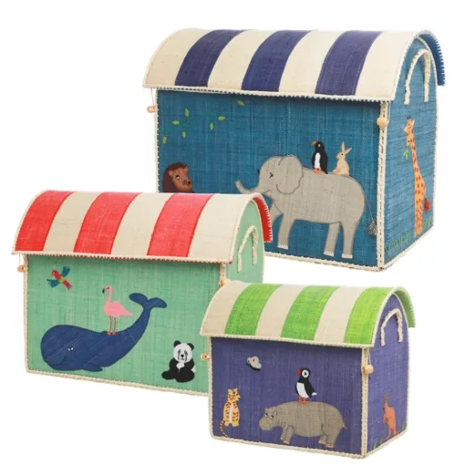 Raffia Toy Baskets - Set Of 3