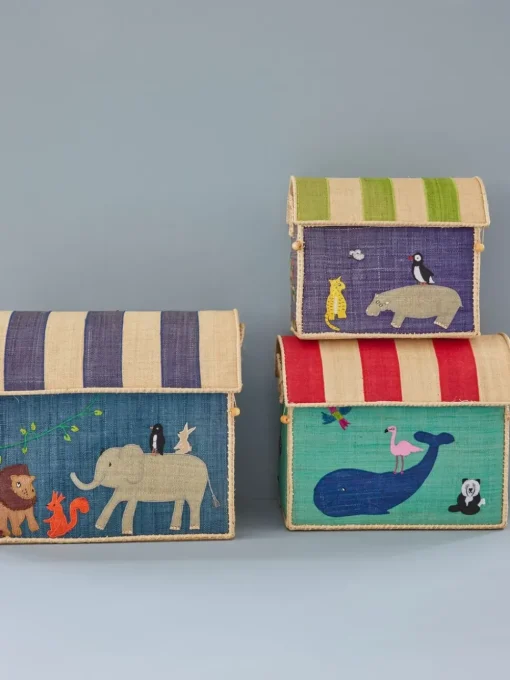 Raffia Toy Baskets - Set Of 3