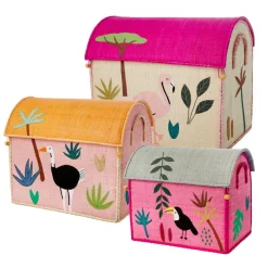 Raffia Toy Baskets - Set Of 3