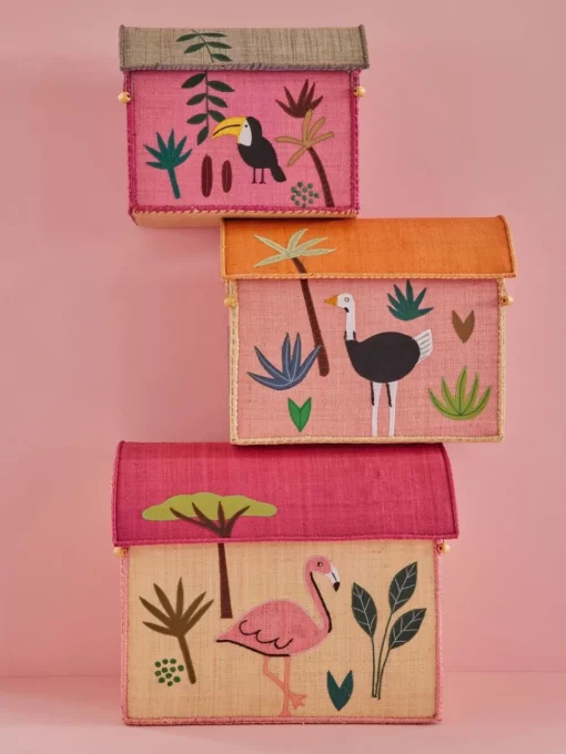 Raffia Toy Baskets - Set Of 3