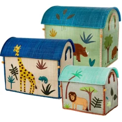Raffia Toy Baskets - Set Of 3