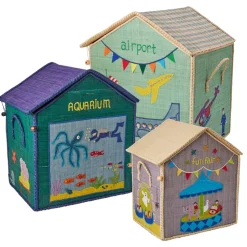 Raffia Toy Baskets - Set Of 3