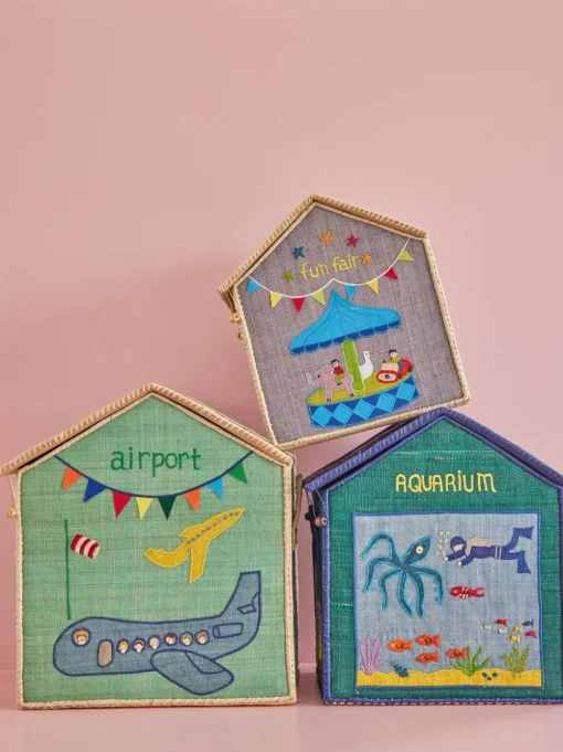 Raffia Toy Baskets - Set Of 3