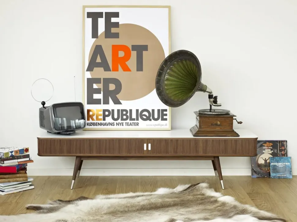 TV-Cabinet w. White Corian Top / AK 2720 by Nissen & Gehl