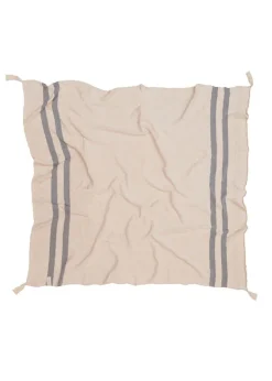 Washable Knitted Blanket Stripes Natural