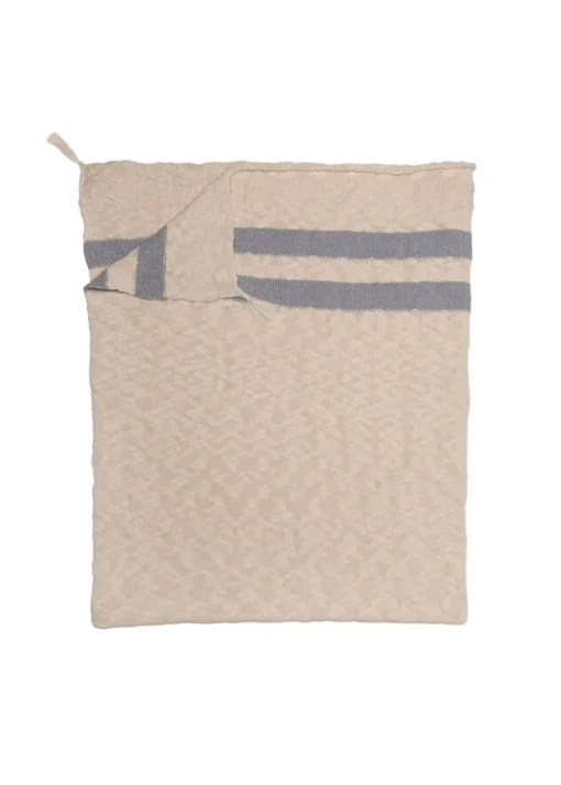 Washable Knitted Blanket Stripes Natural