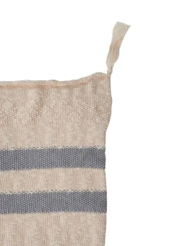 Washable Knitted Blanket Stripes Natural