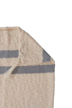 Washable Knitted Blanket Stripes Natural