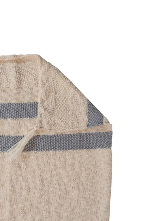 Washable Knitted Blanket Stripes Natural