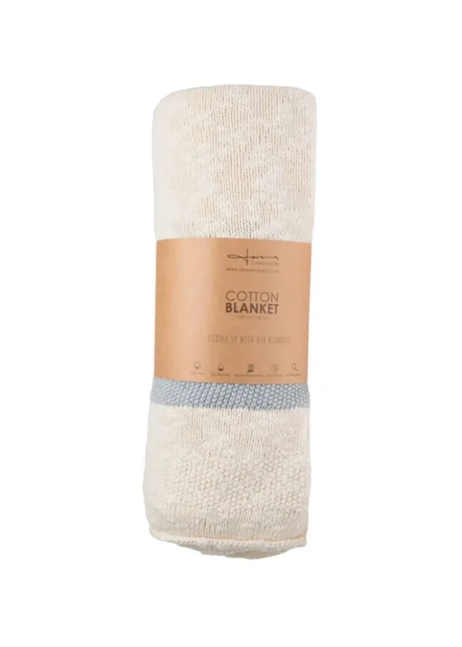 Washable Knitted Blanket Stripes Natural