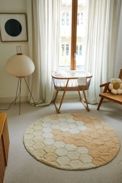Washable rug Round Honeycomb
