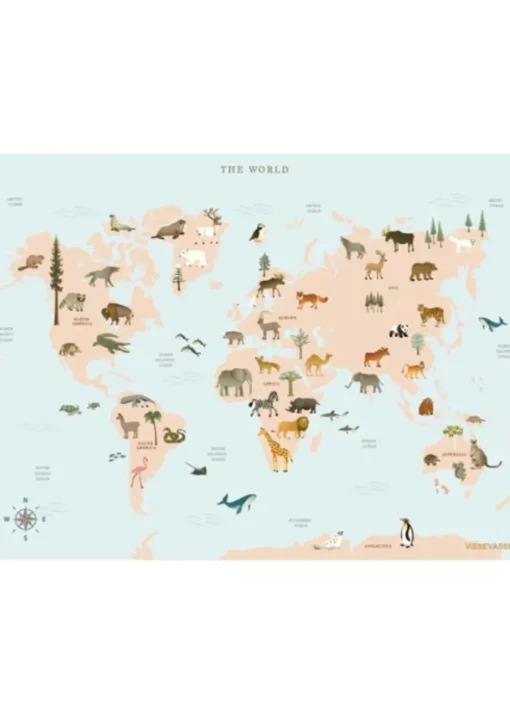 WORLD MAP ANIMAL - poster